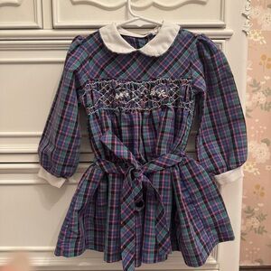 Vintage Smocked  Plaid  Toddler Dress